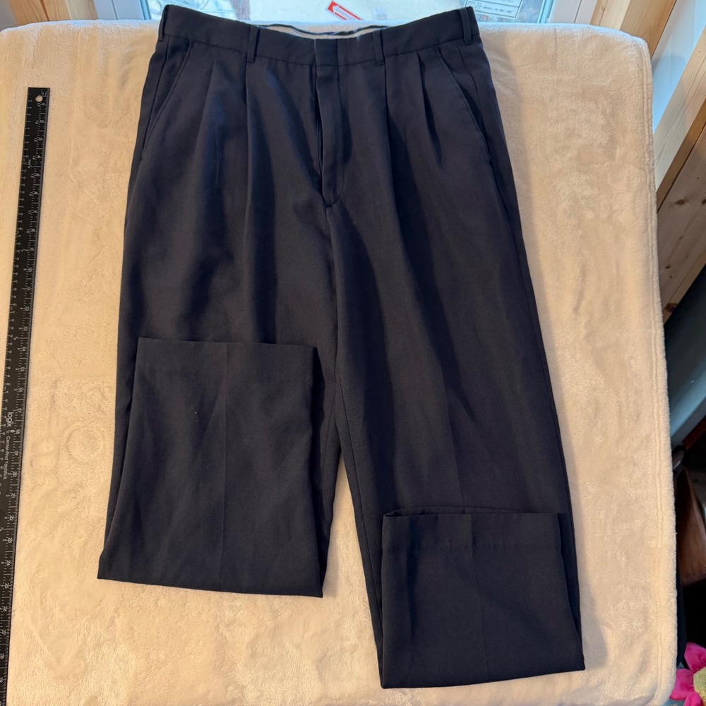 Botany 500 Mens Vintage Gray Pleated Dress Pants Trousers 36x30